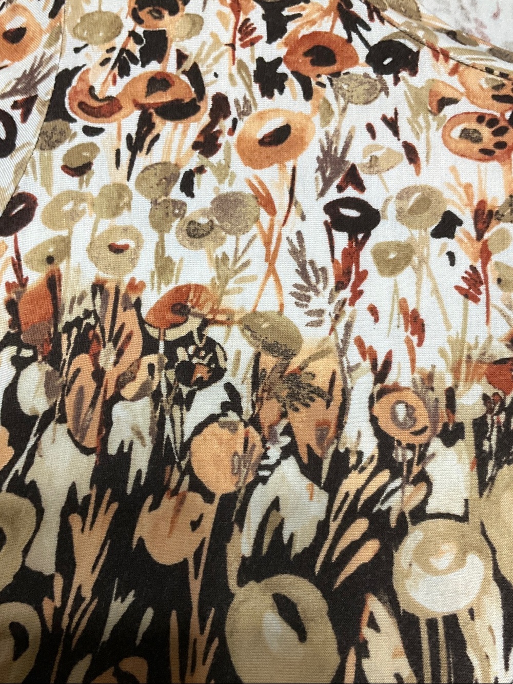 LOGO by Lori Goldstein Brown and Cream Floral Tunic Top - Picture 6 of 10